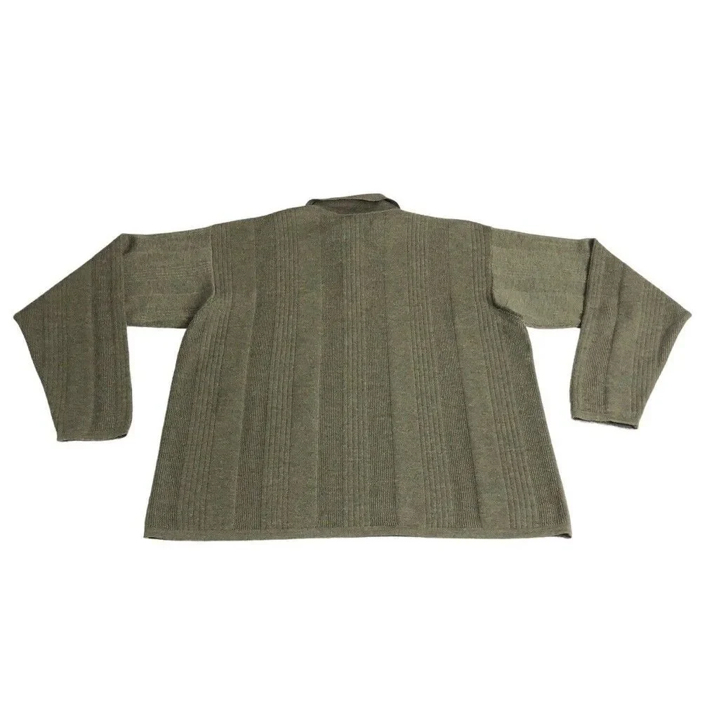 Cezani Sweater Mens Large Green Extra Fine Merino‎ Wool 1/4 Zip Pullover Outdoor